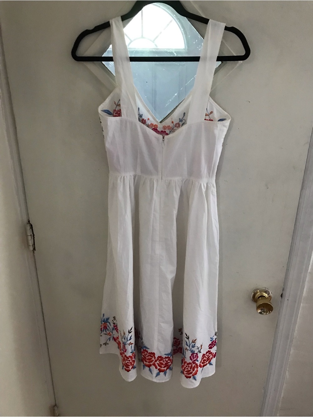 ASOS White Dress with Red and Blue Floral Stitching